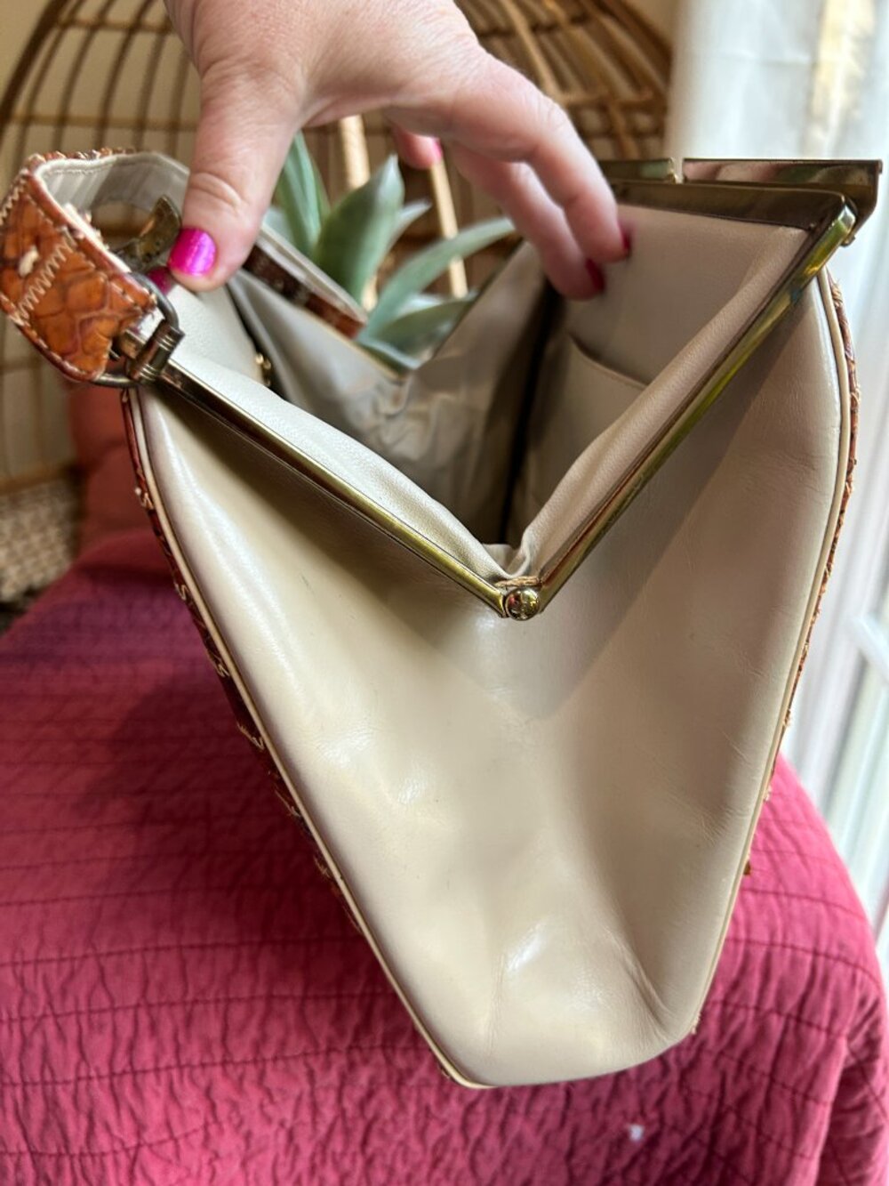 Vintage snake and lizard skin handbag (late 60's style) - Picture 4 of 14